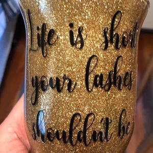 Gold glittery tumbler